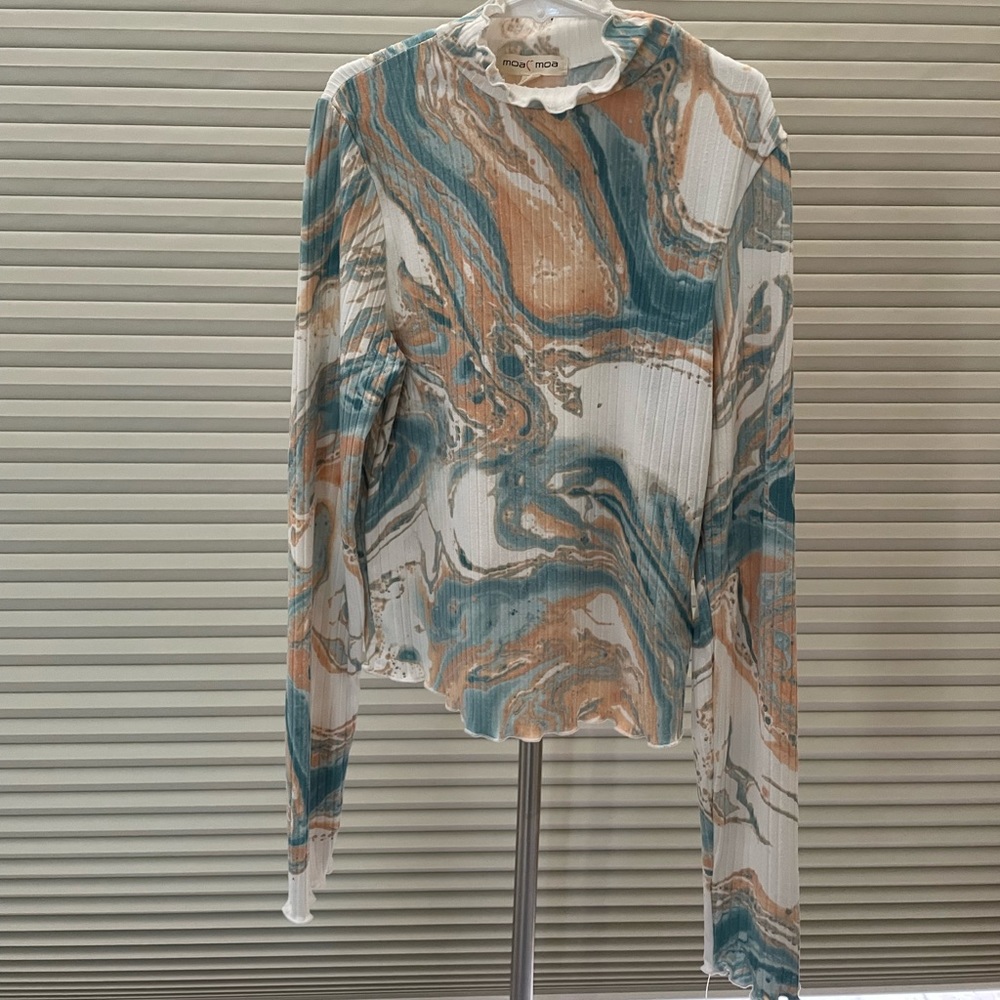 Moa Moa womens blouse small new with tags teal, orange & white